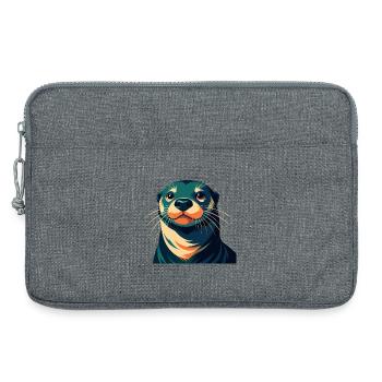 loutre dessin animé personnage animal de compagnie coloré - Sacoche pour ordinateur portable 13 pouces - gris chiné - Devant