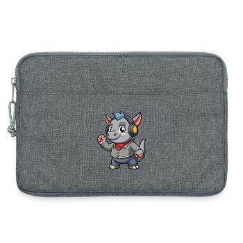 Rhino Funny Cartoon Character Musique de casque - Sacoche pour ordinateur portable 13 pouces - gris chiné - Devant