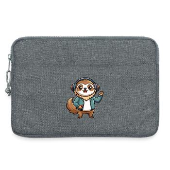 Faultier Lustige Zeichentrickfigur Kopfhörer Musik - Laptoptasche 13" - Grau meliert - Vorne