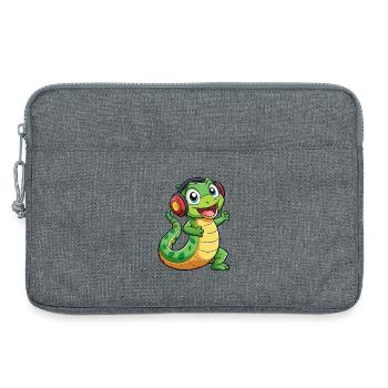 Schlange Lustige Zeichentrickfigur Kopfhörer Musik - Laptoptasche 13" - Grau meliert - Vorne