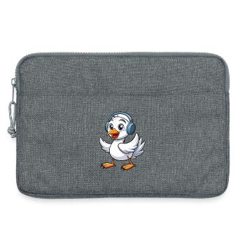 Cygne Drôle Personnage De Dessin Animé Casque Musique - Sacoche pour ordinateur portable 13 pouces - gris chiné - Devant
