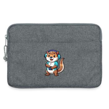 Loutre Funny Cartoon Character Musique de casque - Sacoche pour ordinateur portable 13 pouces - gris chiné - Devant