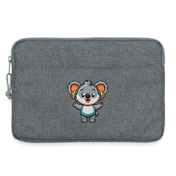 Koala Lustige Zeichentrickfigur Kopfhörer Musik - Laptoptasche 13" - Grau meliert - Vorne