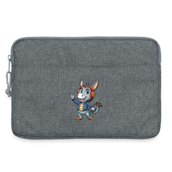 Esel Lustige Cartoon Figur Kopfhörer Musik - Laptoptasche 13" - Grau meliert - Vorne