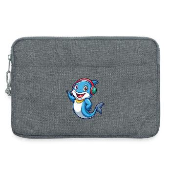 Delfin Lustige Zeichentrickfigur Kopfhörer Musik - Laptoptasche 13" - Grau meliert - Vorne