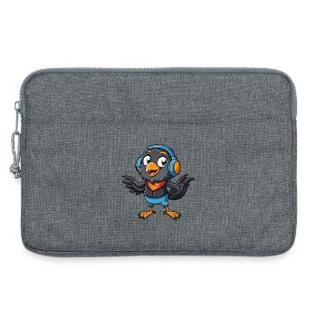 Crow Funny Cartoon Character Musique de casque - Sacoche pour ordinateur portable 13 pouces - gris chiné - Devant