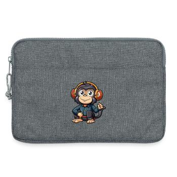 Schimpanse Lustige Cartoon Figur Kopfhörer Musik - Laptoptasche 13" - Grau meliert - Vorne