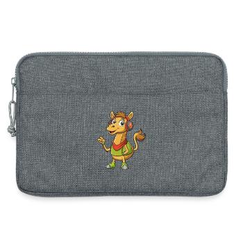 Camel drôle dessin animé personnage casque Musique - Sacoche pour ordinateur portable 13 pouces - gris chiné - Devant