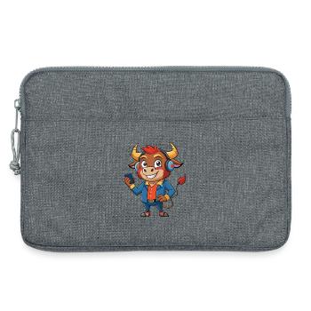 Bull Funny Cartoon Character Musique de casque - Sacoche pour ordinateur portable 13 pouces - gris chiné - Devant