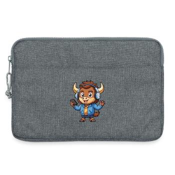 Buffalo Lustige Cartoon Figur Kopfhörer Musik - Laptoptasche 13" - Grau meliert - Vorne