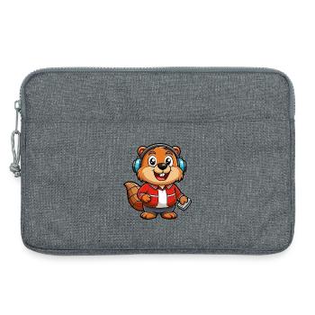 Biber Lustige Zeichentrickfigur Kopfhörer Musik - Laptoptasche 13" - Grau meliert - Vorne