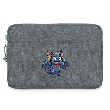 Fledermaus Lustige Zeichentrickfigur Kopfhörer Musik - Laptoptasche 13" - Grau meliert - Vorne