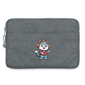 Katze Lustige Cartoon Figur Kopfhörer Musik - Laptoptasche 13" - Grau meliert - Vorne