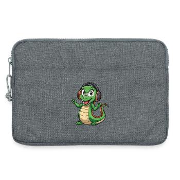 Anaconda drôle dessin animé personnage casque musique - Sacoche pour ordinateur portable 13 pouces - gris chiné - Devant