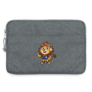 Lion Funny Cartoon Character Musique de casque - Sacoche pour ordinateur portable 13 pouces - gris chiné - Devant