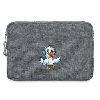 Cygne Drôle Personnage De Dessin Animé Casque Musique - Sacoche pour ordinateur portable 13 pouces - gris chiné - Devant