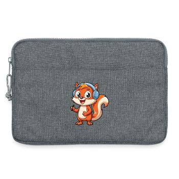 Squirrel Funny Cartoon Character Headphone Music - Laptop bag 13" - heather grey - Front