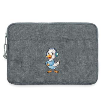 Goose Funny Cartoon Character Casque Musique - Sacoche pour ordinateur portable 13 pouces - gris chiné - Devant
