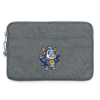 Rhino Funny Cartoon Character Musique de casque - Sacoche pour ordinateur portable 13 pouces - gris chiné - Devant