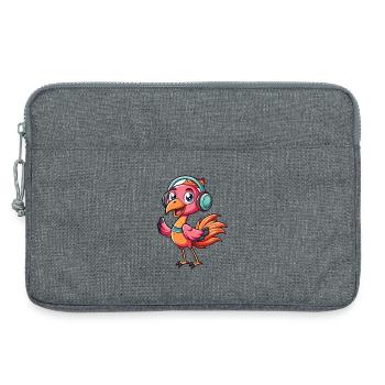 Flamingo Funny Cartoon Character Musique de casque - Sacoche pour ordinateur portable 13 pouces - gris chiné - Devant