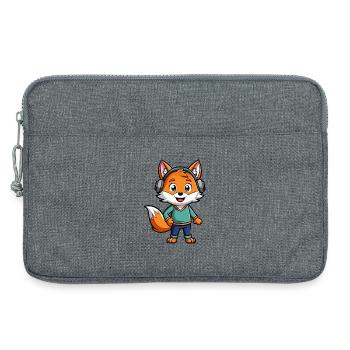 Fuchs Lustige Zeichentrickfigur Kopfhörer Musik - Laptoptasche 13" - Grau meliert - Vorne