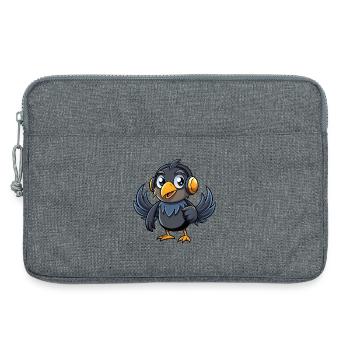 Crow Funny Cartoon Character Musique de casque - Sacoche pour ordinateur portable 13 pouces - gris chiné - Devant