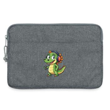 Crocodile Drôle Dessin Animé Personnage Casque Musique - Sacoche pour ordinateur portable 13 pouces - gris chiné - Devant