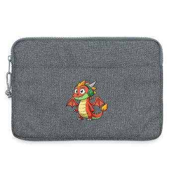 Dragon Funny Cartoon Character Musique de casque - Sacoche pour ordinateur portable 13 pouces - gris chiné - Devant