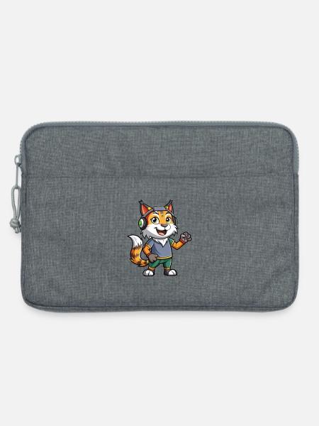 Luchs Lustige Zeichentrickfigur Kopfhörermusik - Laptoptasche 13" - Grau meliert
