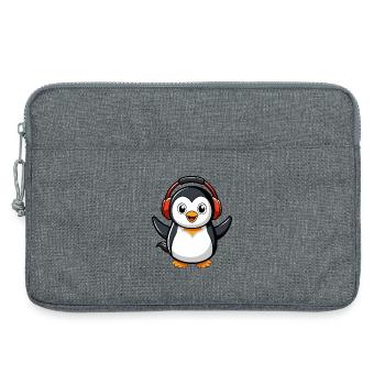 Pinguin Lustige Zeichentrickfigur Kopfhörermusik - Laptoptasche 13" - Grau meliert - Vorne