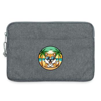 Spitz Hunderasse Cartoon Sonnenbrille Strand - Laptoptasche 13" - Grau meliert - Vorne