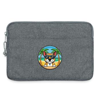 Serbischer dreifarbiger Laufhund Rasse Cartoon Strand - Laptoptasche 13" - Grau meliert - Vorne