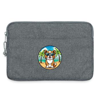 Tibetischer Spaniel Hund Rasse Cartoon Sonnenbrille Strand - Laptoptasche 13" - Grau meliert - Vorne