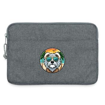 Tibet Terrier Hund Rasse Cartoon Sonnenbrille Strand - Laptoptasche 13" - Grau meliert - Vorne