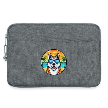 Sibirische Laika Hunderasse Cartoon Sonnenbrille Strand - Laptoptasche 13" - Grau meliert - Vorne