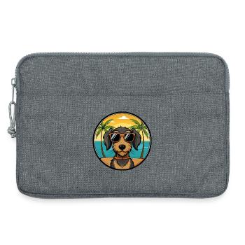 Lunettes de soleil de dessin animé de race de chien teckel à poil dur - Sacoche pour ordinateur portable 13 pouces - gris chiné - Devant