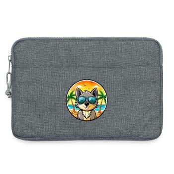Schipperke Hunderasse Cartoon Sonnenbrille Strand - Laptoptasche 13" - Grau meliert - Vorne