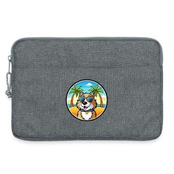 Chien de berger roumain race dessin animé lunettes de soleil plage - Sacoche pour ordinateur portable 13 pouces - gris chiné - Devant