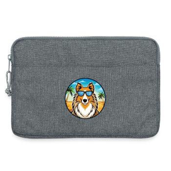 Rough Collie Chien Race Dessin Animé Lunettes De Soleil Plage - Sacoche pour ordinateur portable 13 pouces - gris chiné - Devant