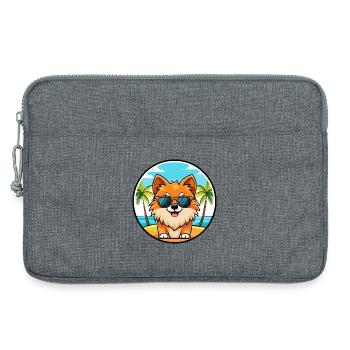 Pommerscher Deutscher Spitz Hunderasse Cartoon Beach - Laptoptasche 13" - Grau meliert - Vorne