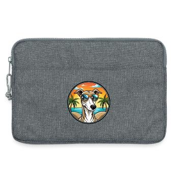 Lévrier polonais race chien dessin animé lunettes de soleil plage - Sacoche pour ordinateur portable 13 pouces - gris chiné - Devant
