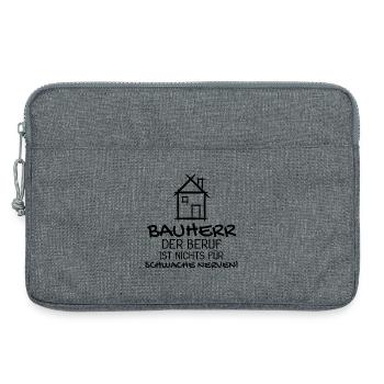 Bauherr Baumeister Hausbau Haus Witziges Geschenk - Laptoptasche 13" - Grau meliert - Vorne