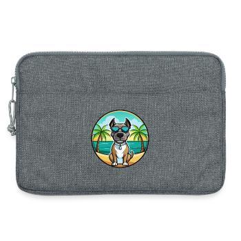 Deutsche Dogge Hunderasse Cartoon Sonnenbrille Strand - Laptoptasche 13" - Grau meliert - Vorne