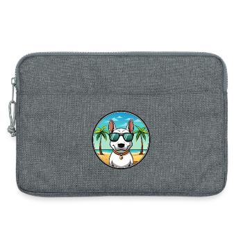 Miniature Bull Terrier Dog Breed Cartoon Beach - Laptop bag 13" - heather grey - Front