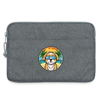 Lhassa Apso Chien Race Dessin Animé Lunettes De Soleil Plage - Sacoche pour ordinateur portable 13 pouces - gris chiné - Devant