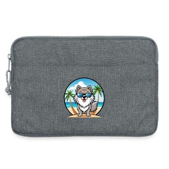 Keeshond Chien Race Dessin Animé Lunettes de Soleil Plage - Sacoche pour ordinateur portable 13 pouces - gris chiné - Devant