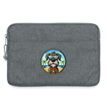 Deutscher Drahthaar Vorstehhund Rasse Cartoon Strand - Laptoptasche 13" - Grau meliert - Vorne