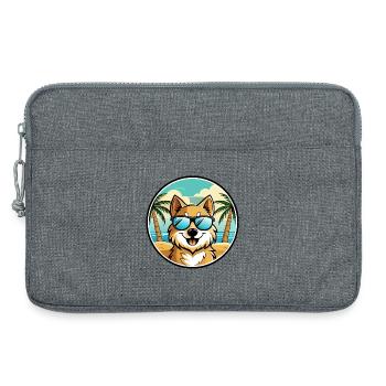 Deutscher Spitz Hund Rasse Cartoon Sonnenbrille Strand - Laptoptasche 13" - Grau meliert - Vorne