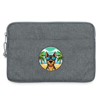 Deutscher Pinscher Hund Rasse Cartoon Sonnenbrille Strand - Laptoptasche 13" - Grau meliert - Vorne