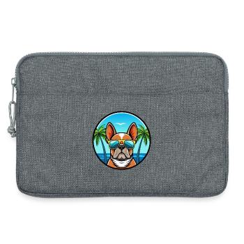 Bouledogue Français Race Dessin Animé Lunettes de Soleil Plage - Sacoche pour ordinateur portable 13 pouces - gris chiné - Devant